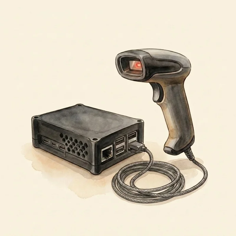 An additional Box — the small digital box plus a corded handheld scanner.